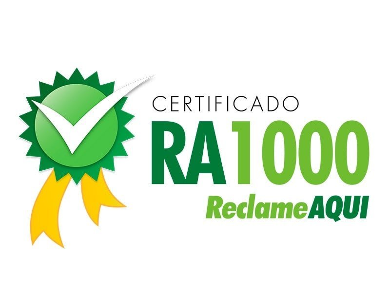 Certificado RA 1000 do Reclame Aqui, destacando a excelência no atendimento e a confiança da Loovi Seguros.